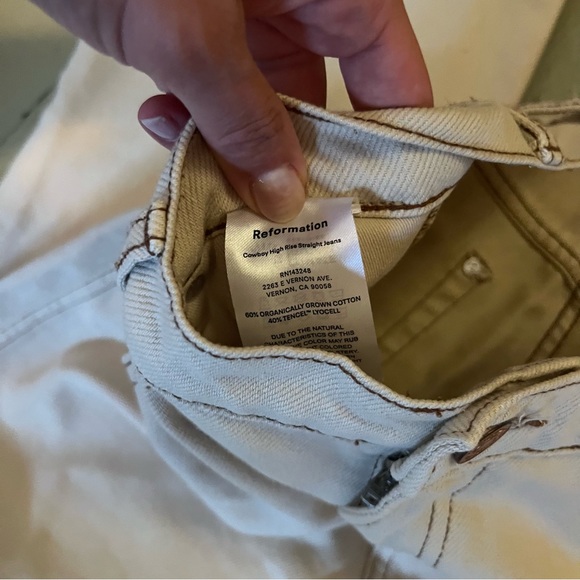 Reformation Cowboy High Rise Straight Jeans Almond - Picture 4 of 5